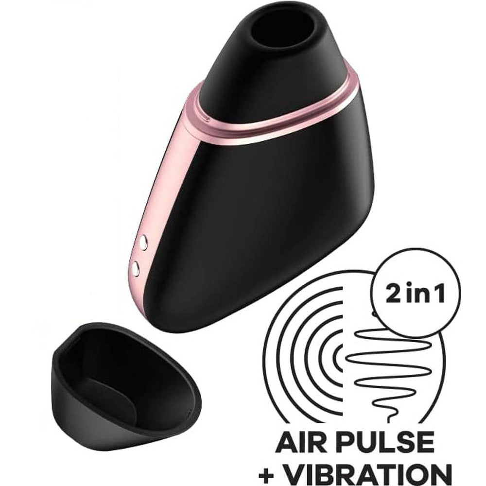 Masajeador de clítoris Love Triangle compatible con la aplicación Satisfyer, color negro