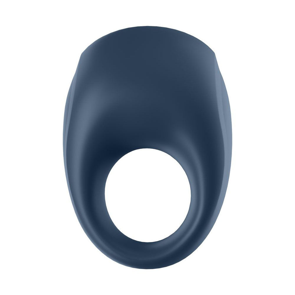 Anillo para el pene Strong One de color azul con aplicación Satisfyer habilitada