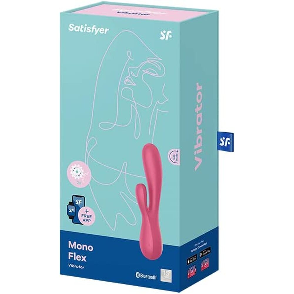 Vibrador Mono Flex Rabbit rojo con aplicación habilitada de Satisfyer