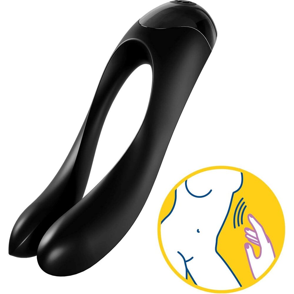 Vibromasseur à doigt Candy Cane Satisfyer Noir