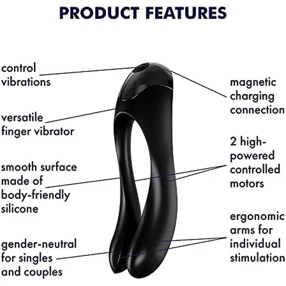 Vibromasseur à doigt Candy Cane Satisfyer Noir