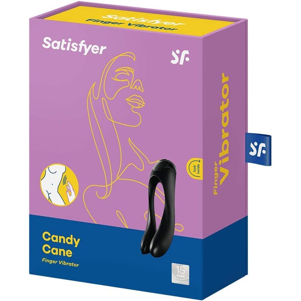 Vibromasseur à doigt Candy Cane Satisfyer Noir