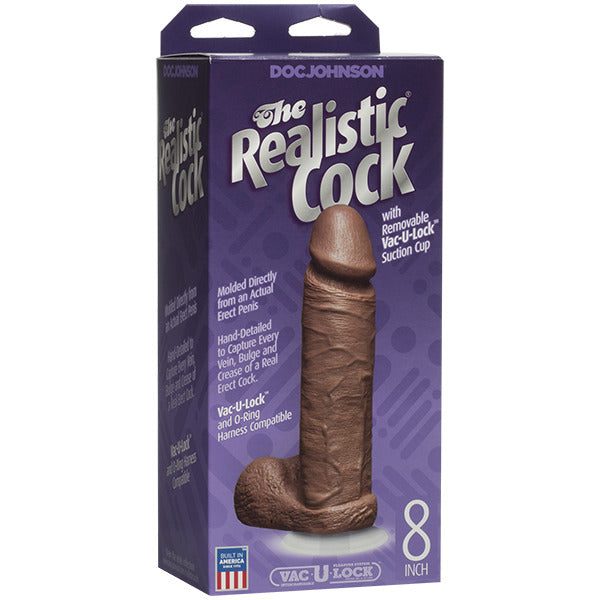 Le gode réaliste Cock 8 pouces Chair Brun