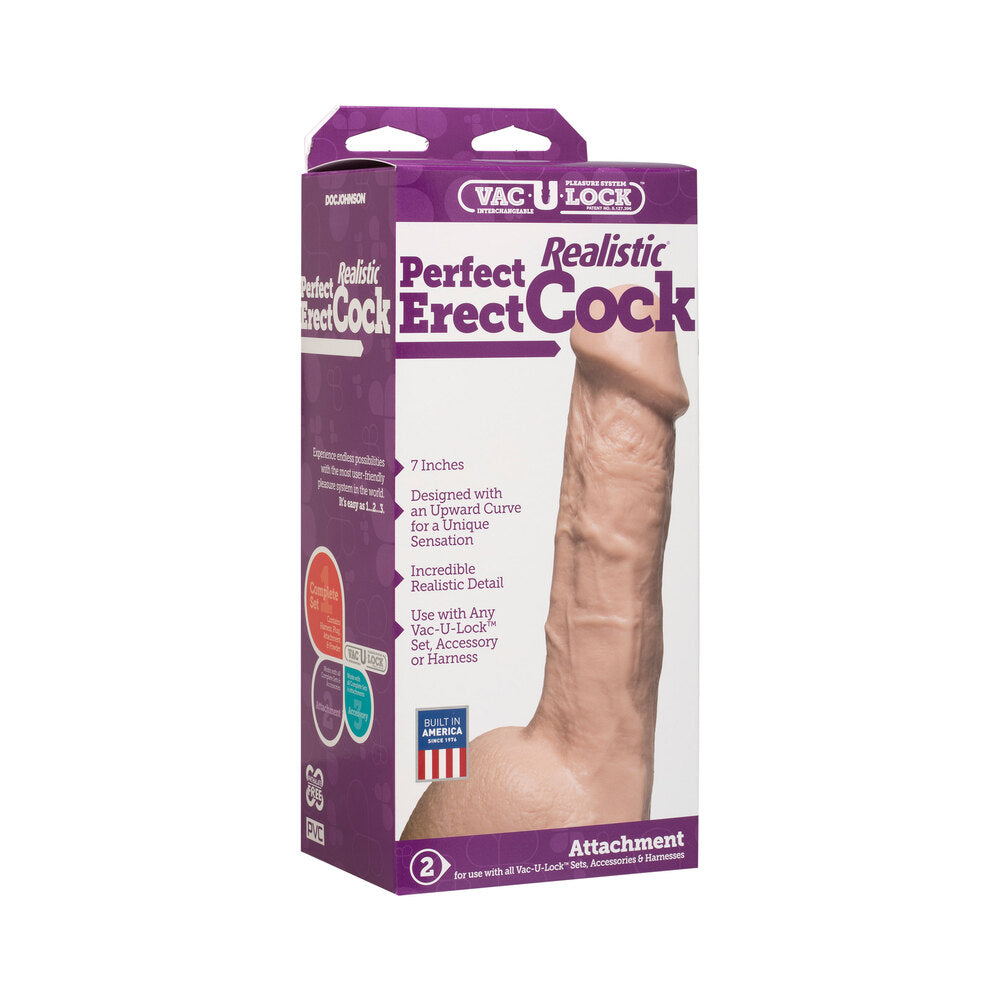 Accesorio para pene erecto perfecto VacULock de 7 pulgadas, color rosa carne