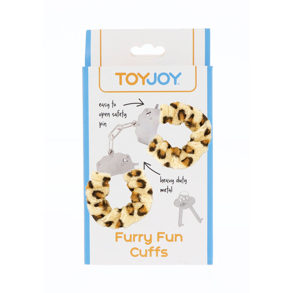 Esposas de muñeca peludas y divertidas de ToyJoy con diseño de leopardo