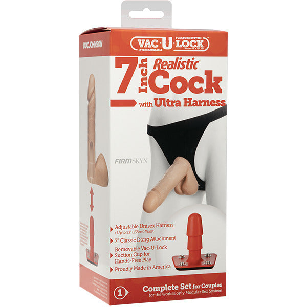 Cock réaliste VacULock de 7 pouces avec harnais ultra