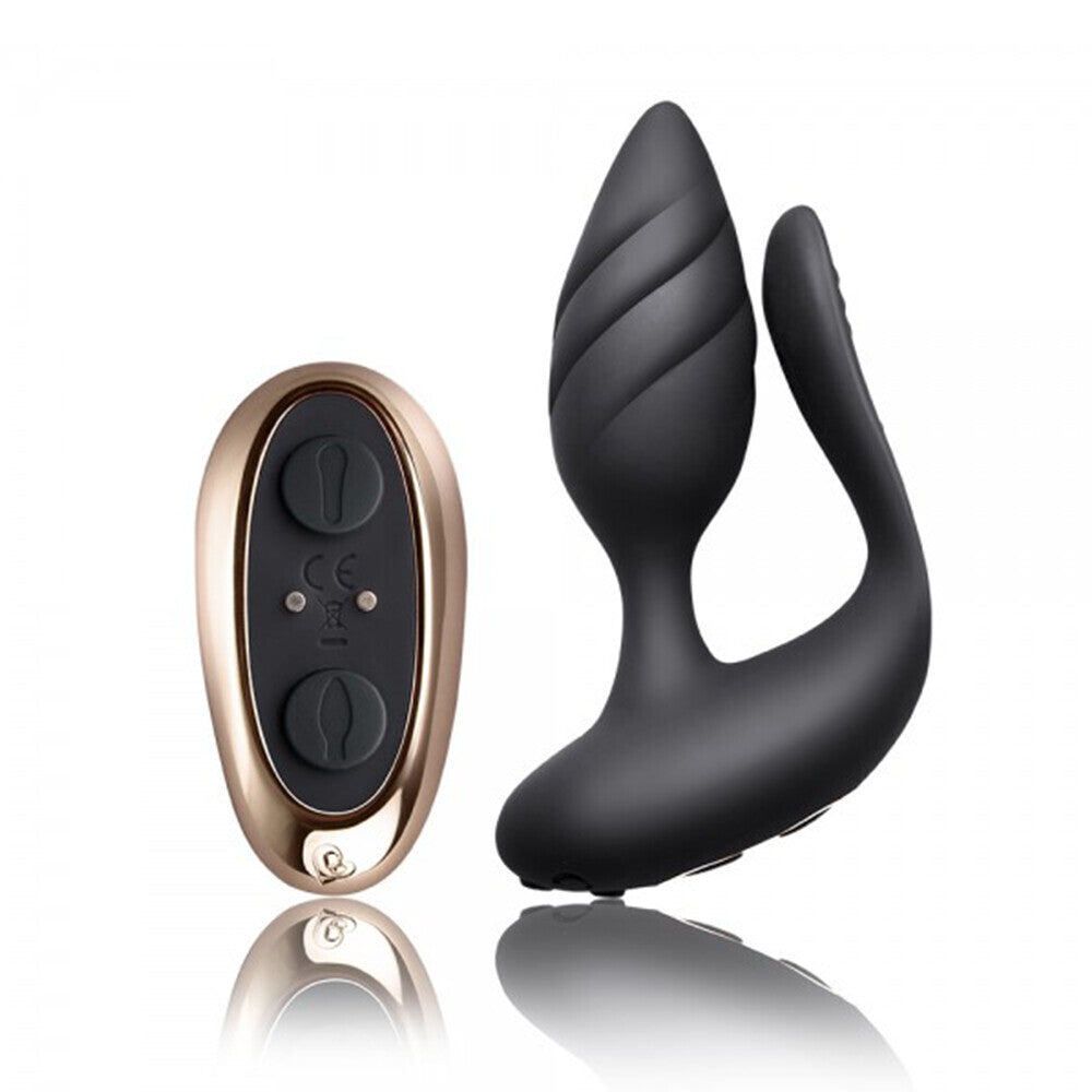 Vibrador para parejas con control remoto Rocks Off Cocktail, color negro