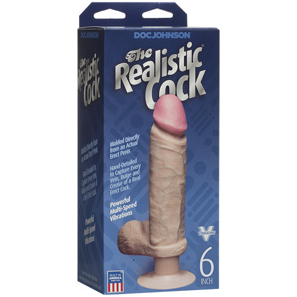 Consolador vibrador realista de 6 pulgadas color rosa carne