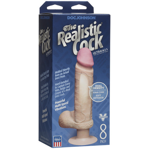 Consolador vibrador realista de 8 pulgadas color rosa carne