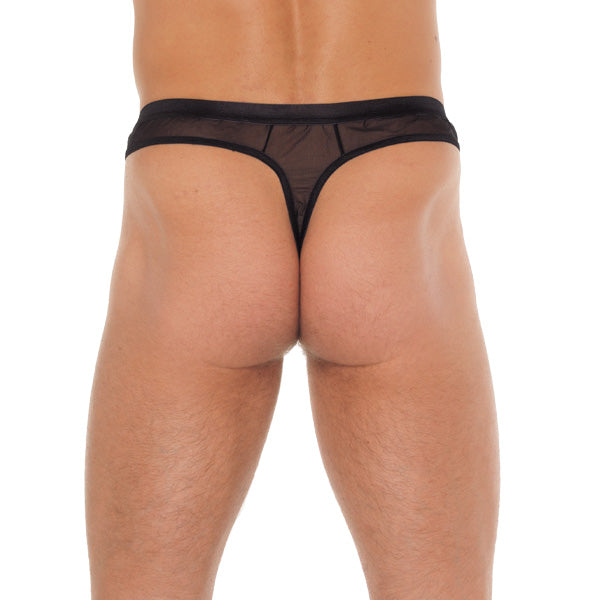 Tanga de malla negra para hombre