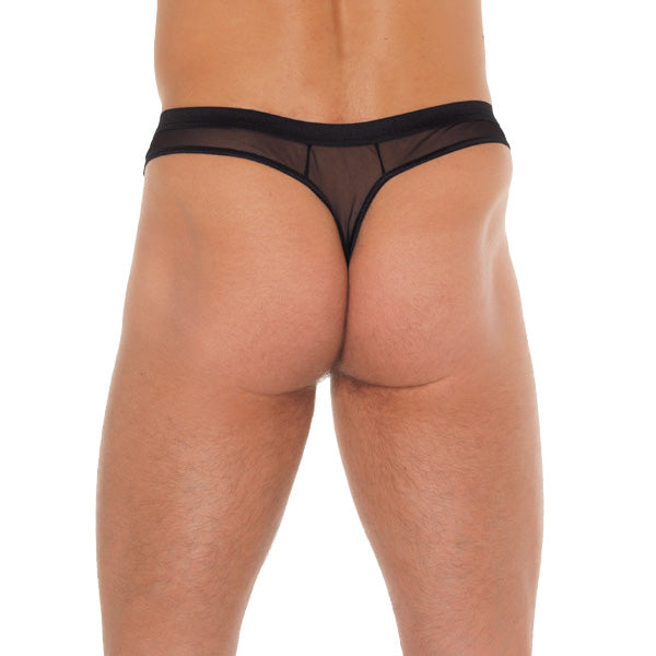 Tanga negro para hombre con funda para el pene