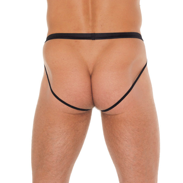 Pochette noire pour homme avec jockstraps