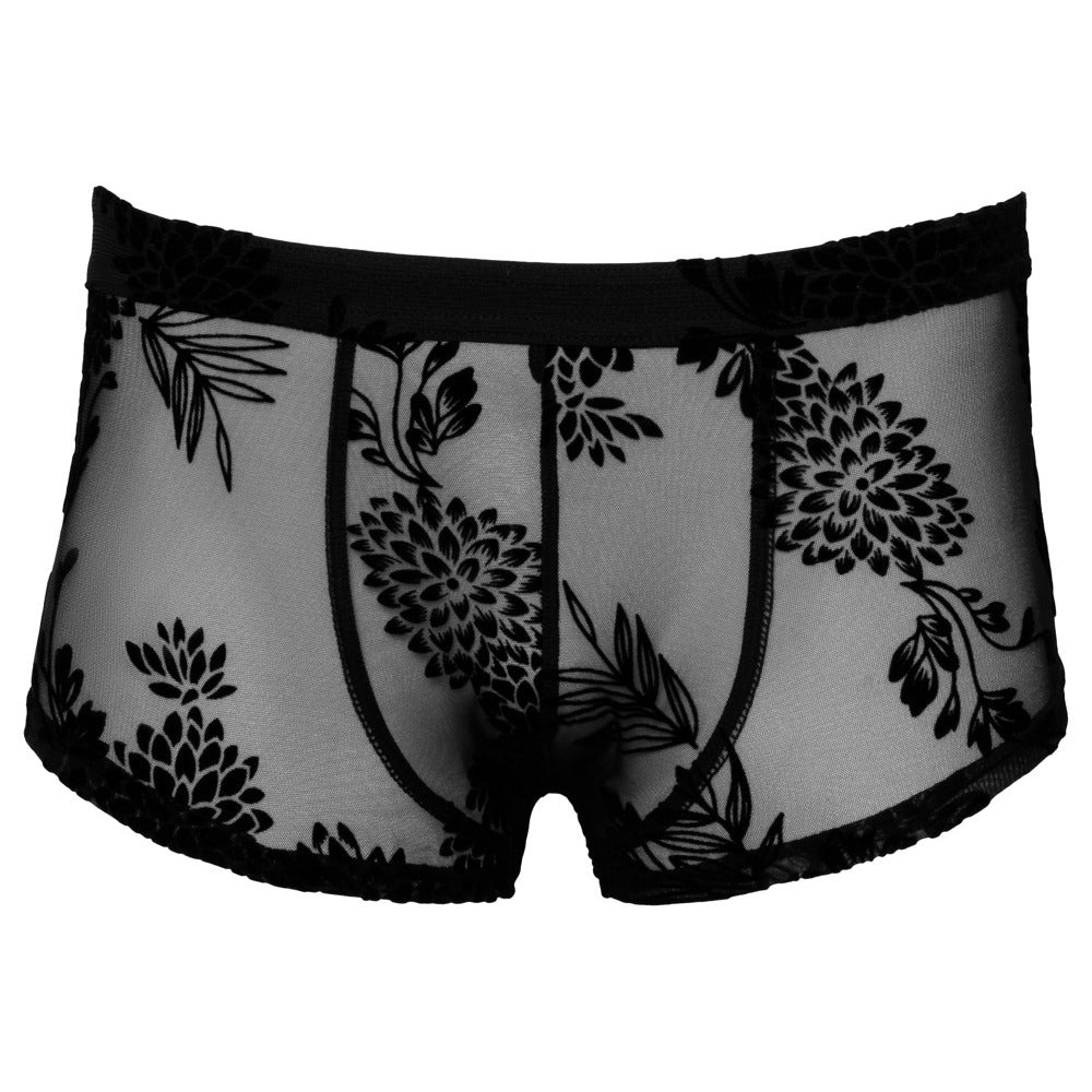 Pantalon en dentelle florale transparente noire