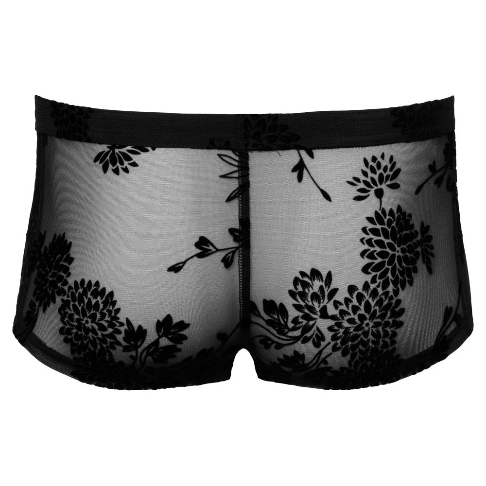 Pantalones de encaje floral transparente Noir