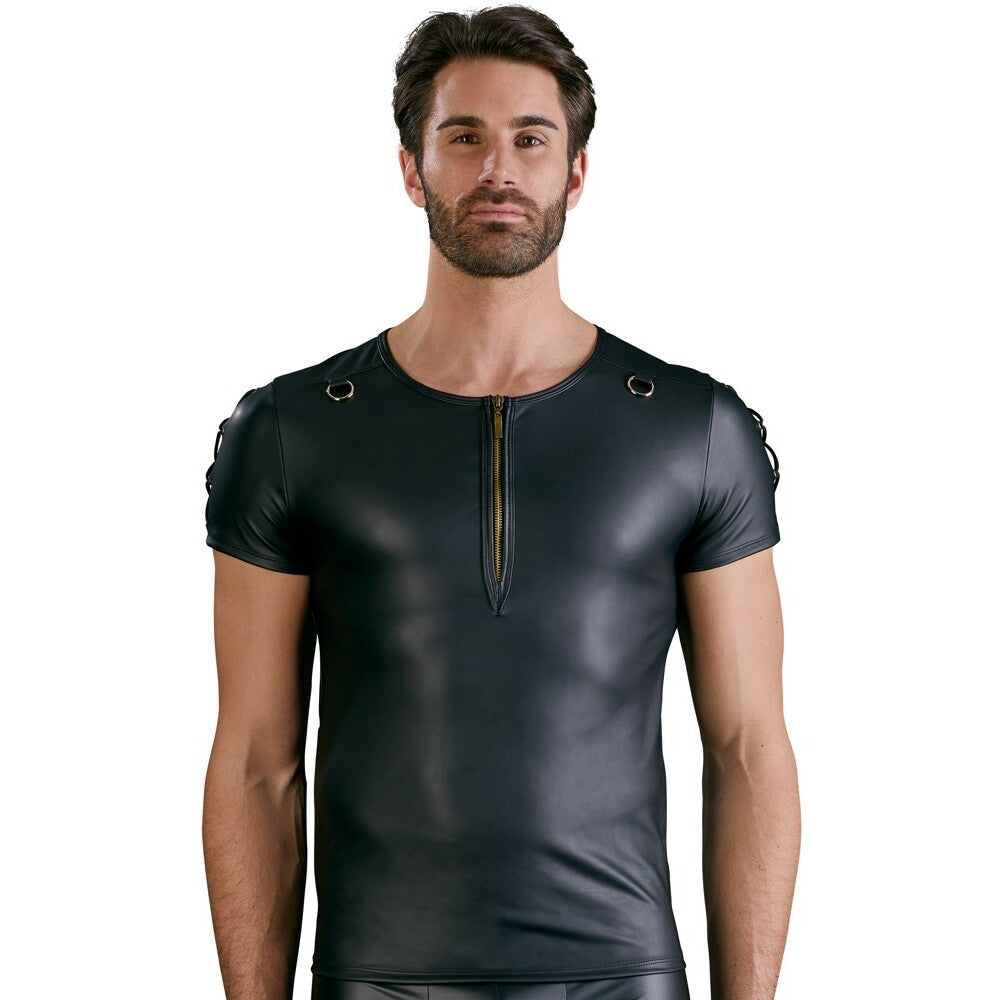 Chemise NEK noire mate coupe droite