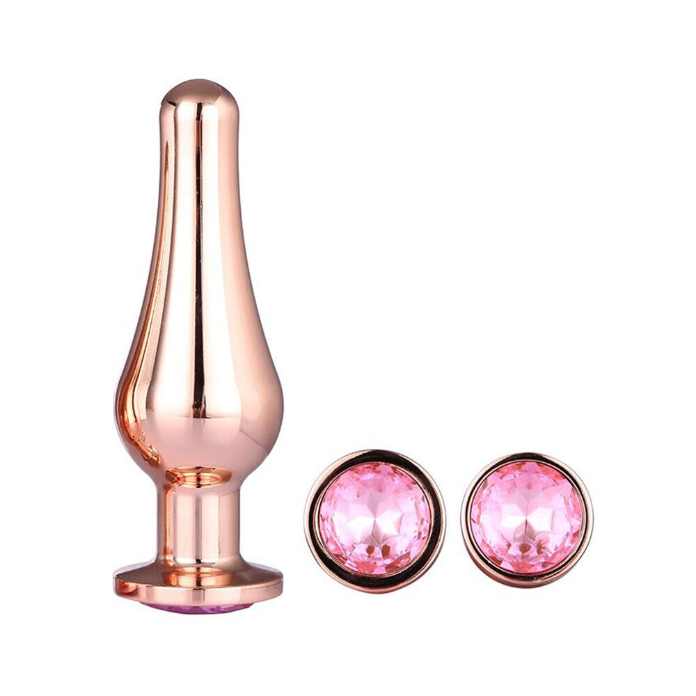 Ensemble de plugs anaux brillants en or rose