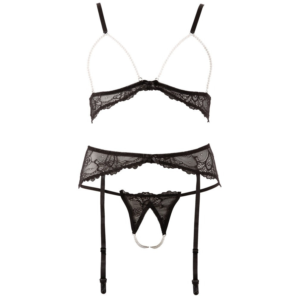 Abierta Fina Pearl Soutien-gorge porte-jarretelles et string