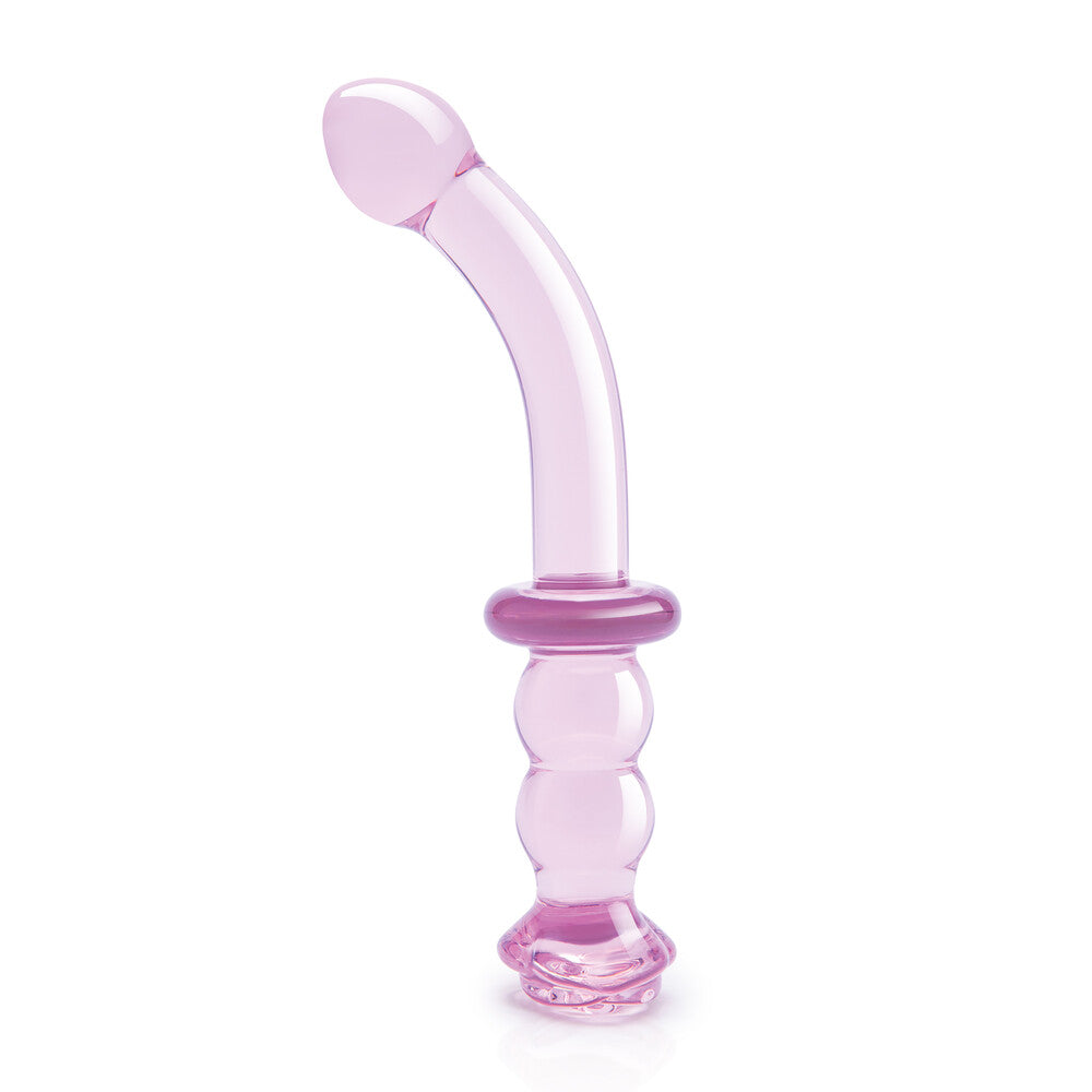 Consolador GSpot de vidrio esmaltado en forma de capullo de rosa