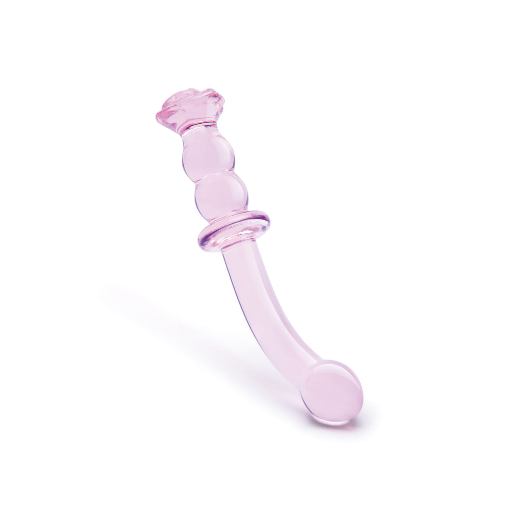 Consolador GSpot de vidrio esmaltado en forma de capullo de rosa