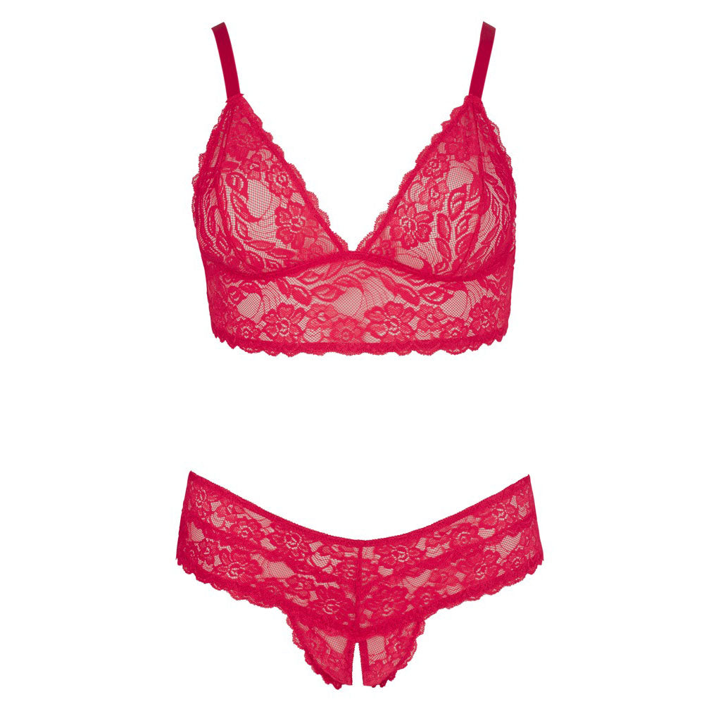 Soutien-gorge et culotte en dentelle rouge grande taille Cottelli