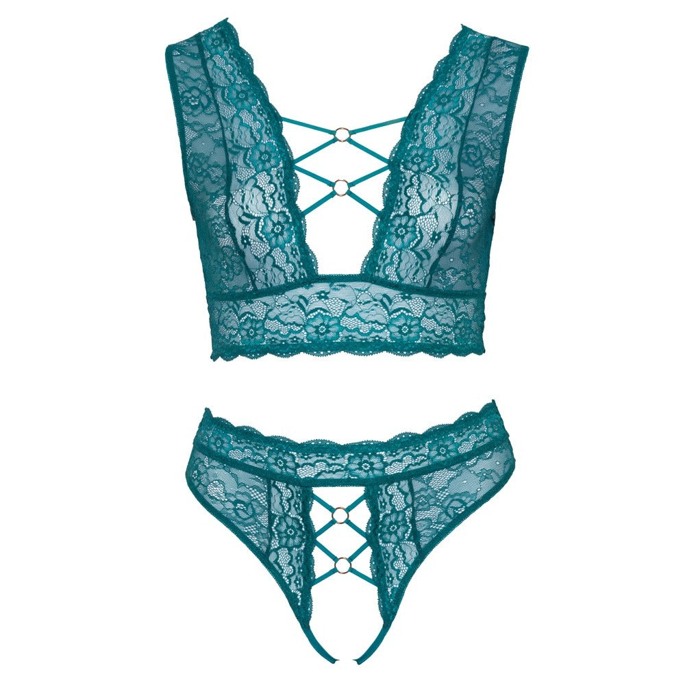 Ensemble soutien-gorge et string ouvert à l'entrejambe Cottelli Curves