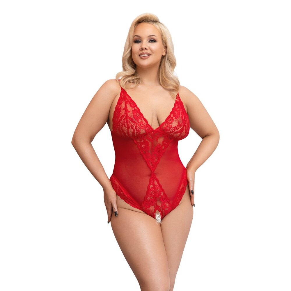 Body sin entrepierna Cottelli Curves rojo