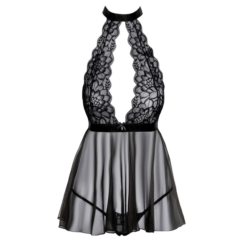 Babydoll acampanado con cuello halter besable