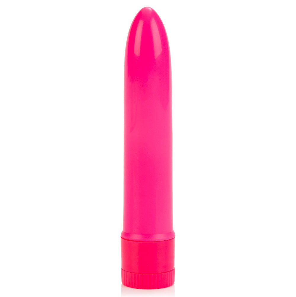 Mini vibrador multivelocidad de color rosa neón