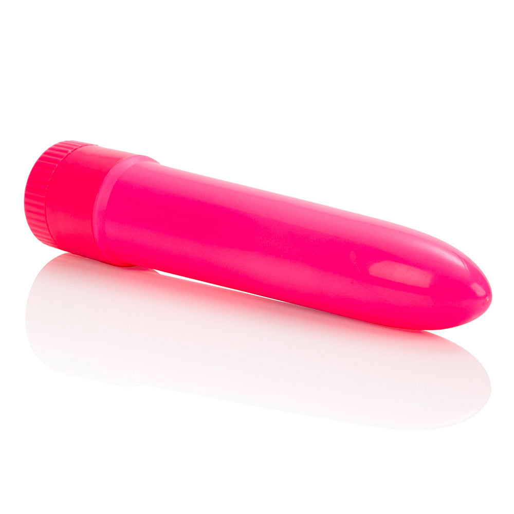 Mini vibrador multivelocidad de color rosa neón