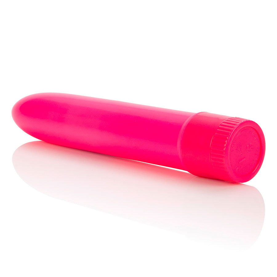 Mini vibrador multivelocidad de color rosa neón