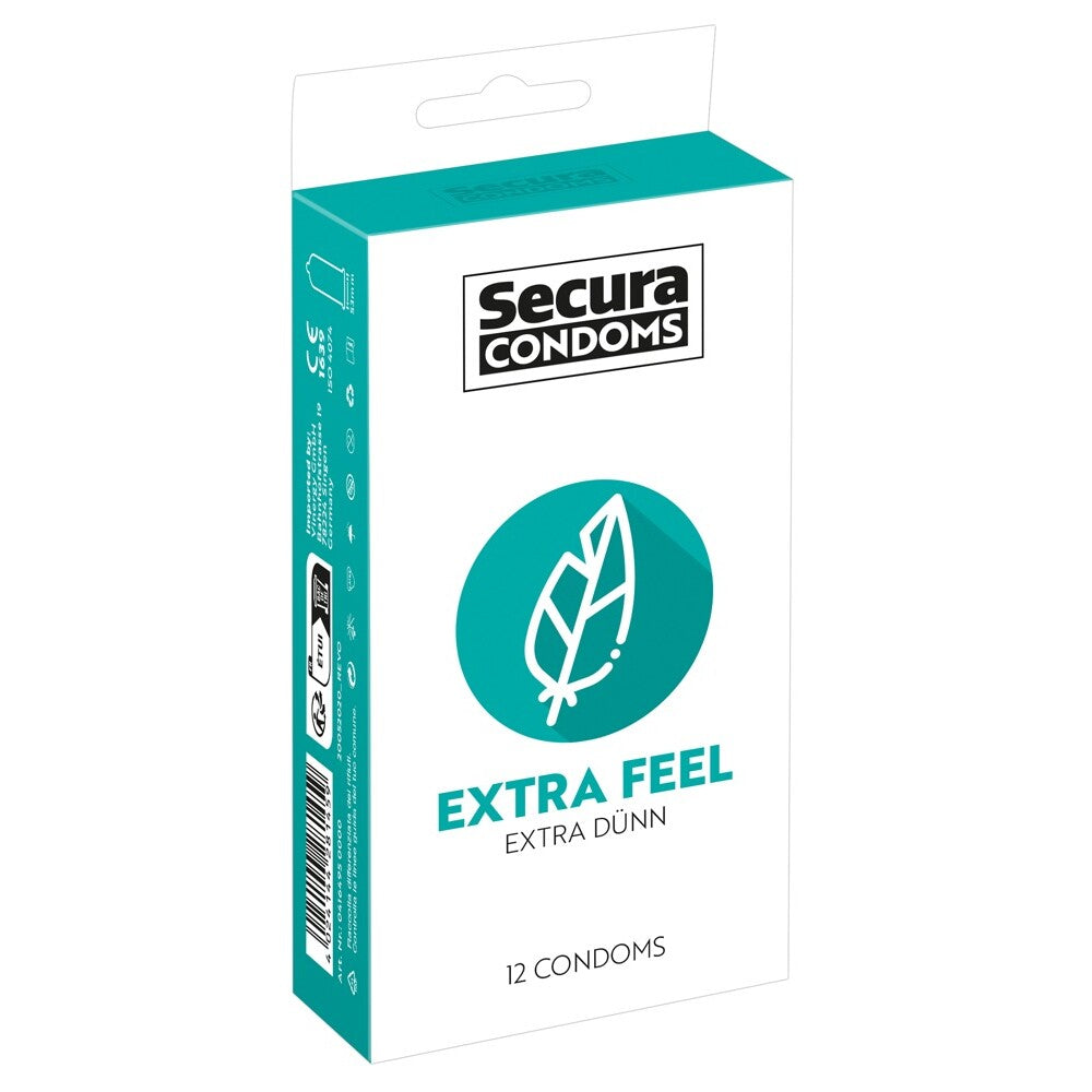 Condones Secura, paquete de 12, tacto extra