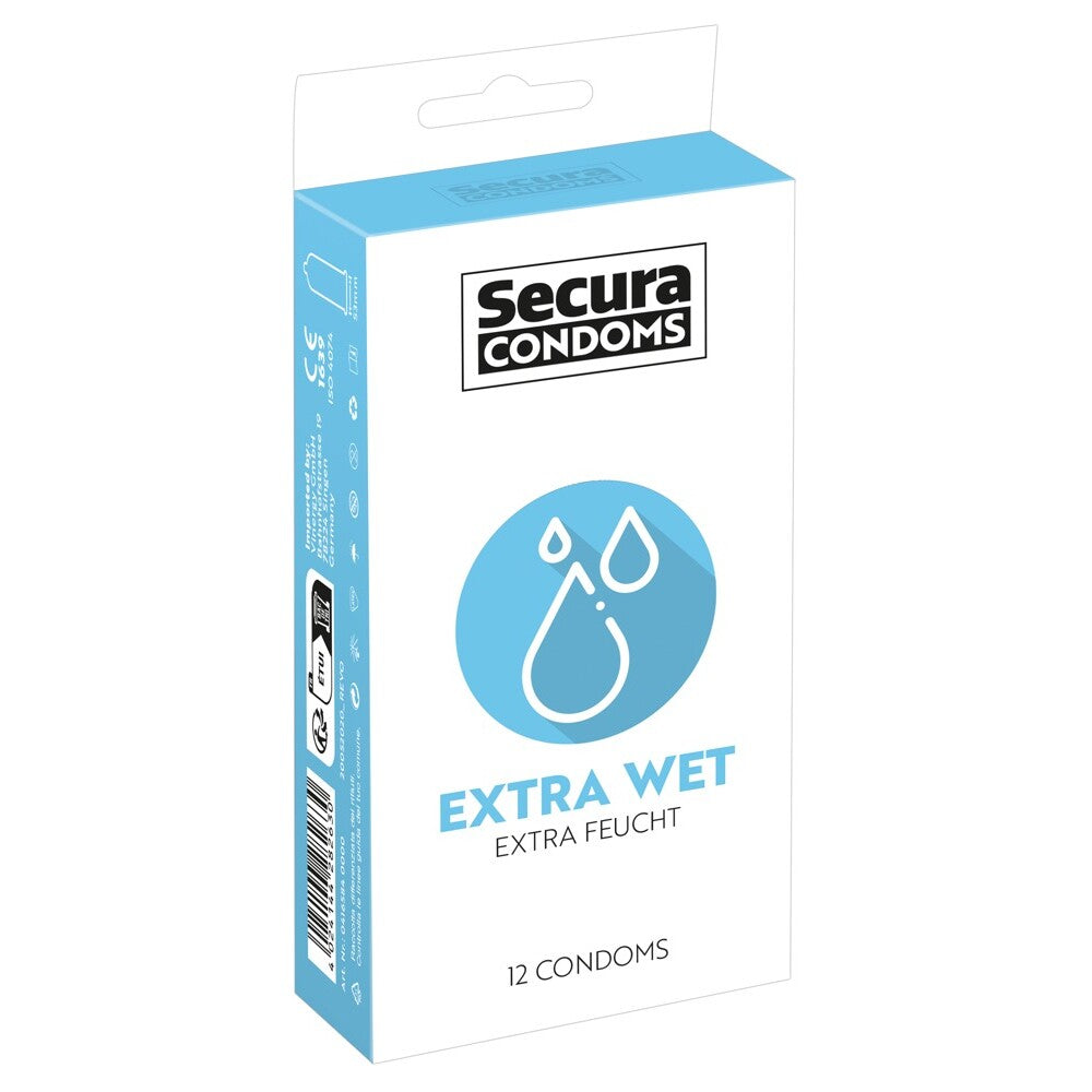 Condones Secura, paquete de 12 unidades, extra húmedos