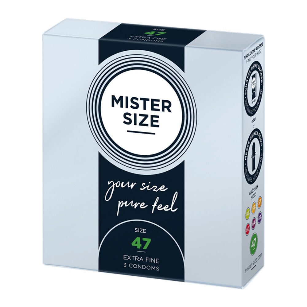 Condones Mister Size 47 mm Your Size Pure Feel, paquete de 3