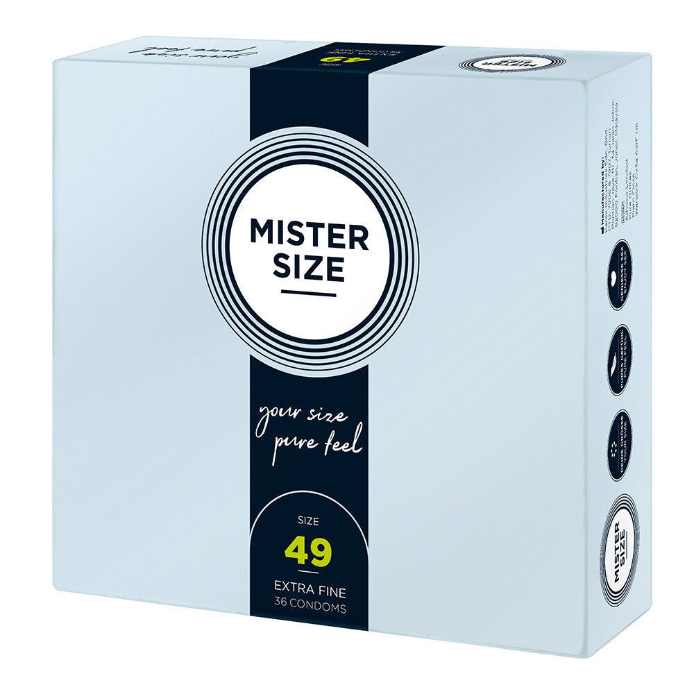 Préservatifs Mister Size 49 mm Your Size Pure Feel, lot de 36