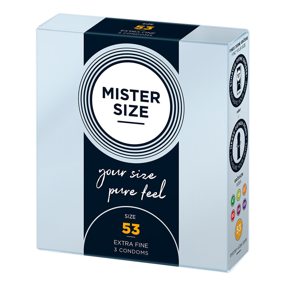 Condones Mister Size 53 mm Your Size Pure Feel, paquete de 3