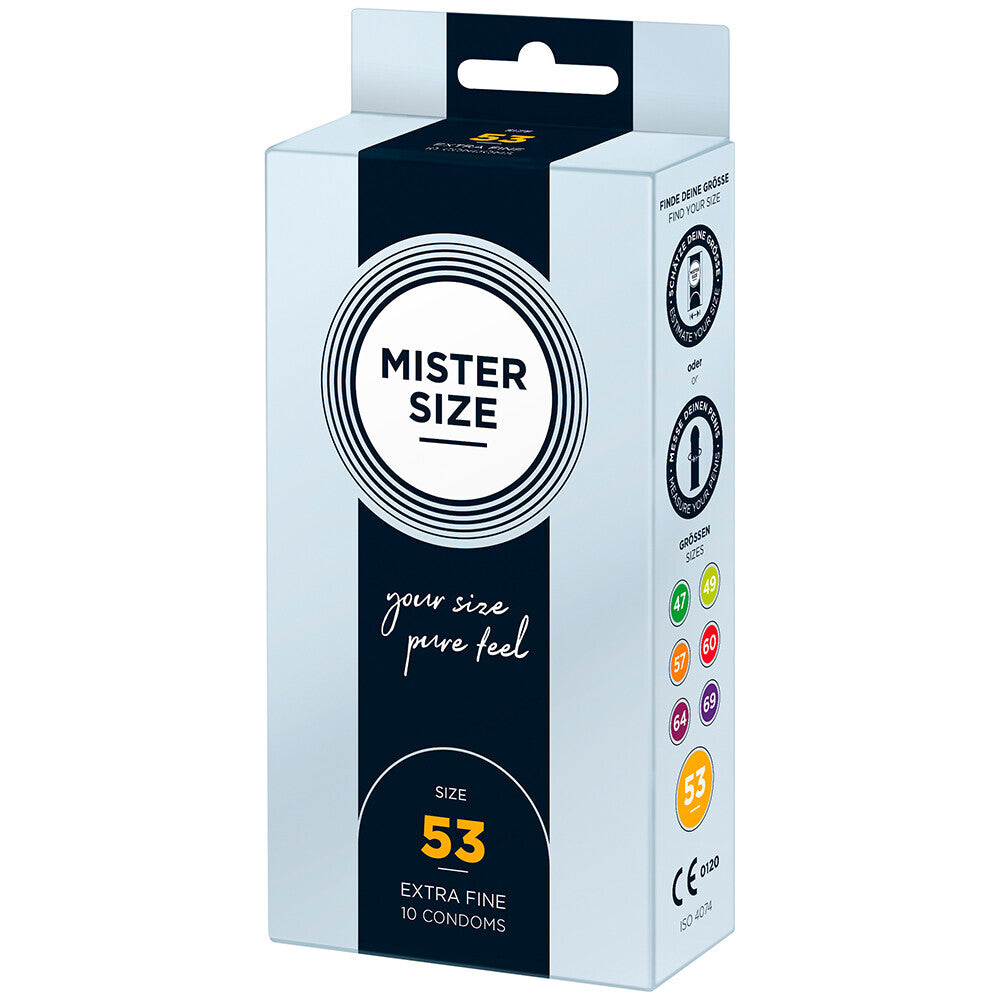 Condones Mister Size 53 mm Your Size Pure Feel, paquete de 10