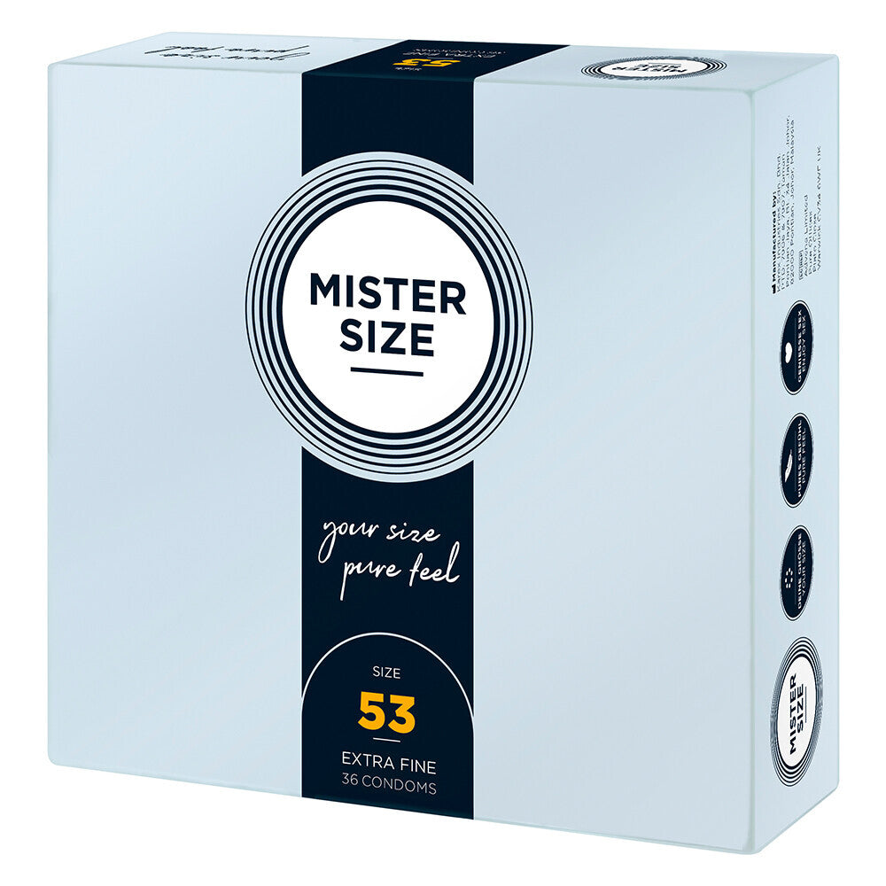 Préservatifs Mister Size 53 mm Your Size Pure Feel, lot de 36