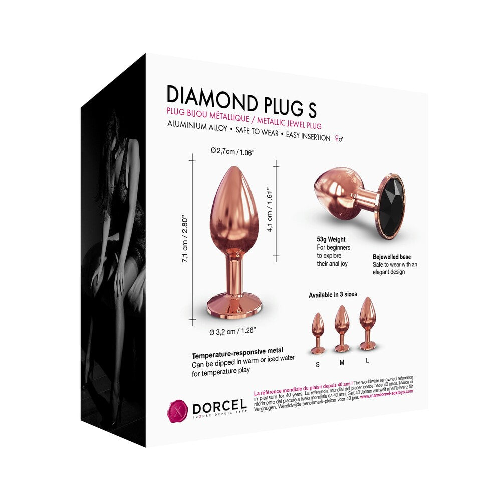 Tapón anal con diamantes Dorcel en oro rosa pequeño