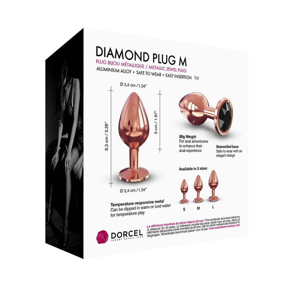 Tapón anal Dorcel Diamond en oro rosa, tamaño mediano