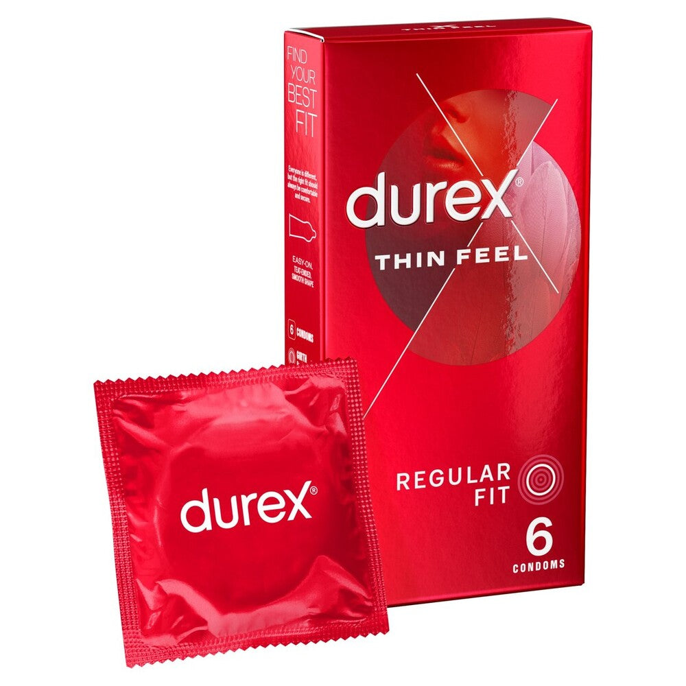 Condones Durex Thin Feel de ajuste regular, paquete de 6