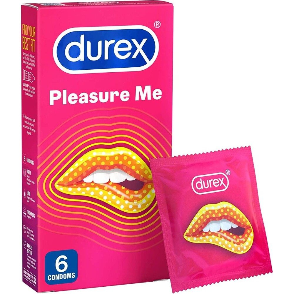 Lot de 6 préservatifs à nervures et à pois Durex Pleasure Me