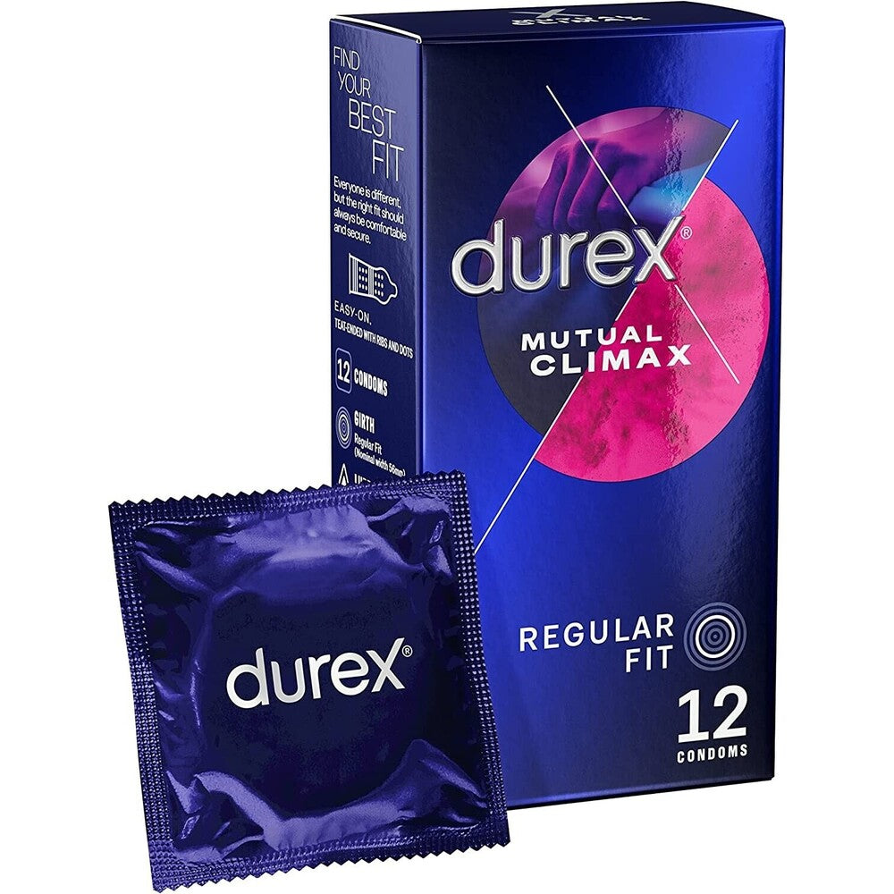 Condones Durex Mutual Climax de ajuste regular, paquete de 12