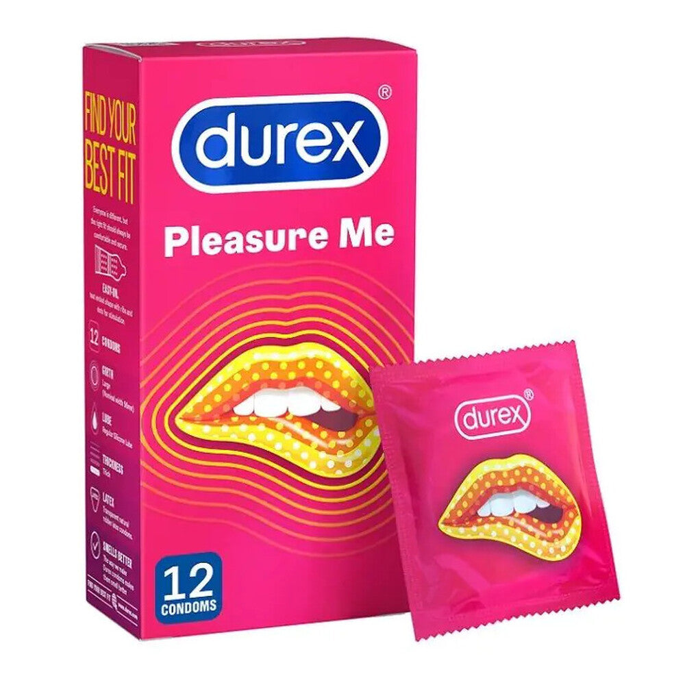 Condones Durex Pleasure Me con puntos y estrías, paquete de 12