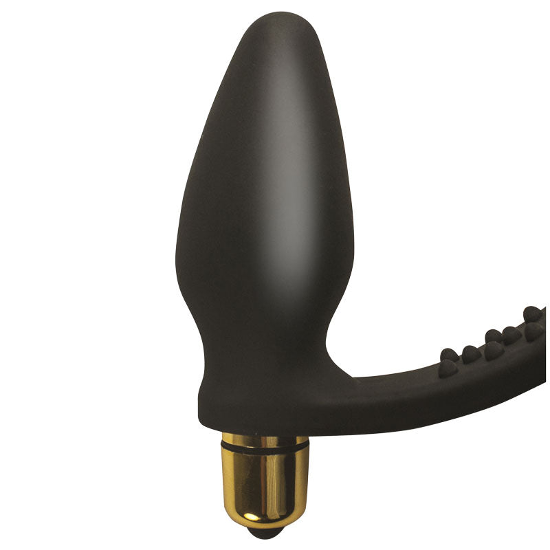 Anneau pénien et plug anal Rocks Off 7 Speed ​​ROZen Noir