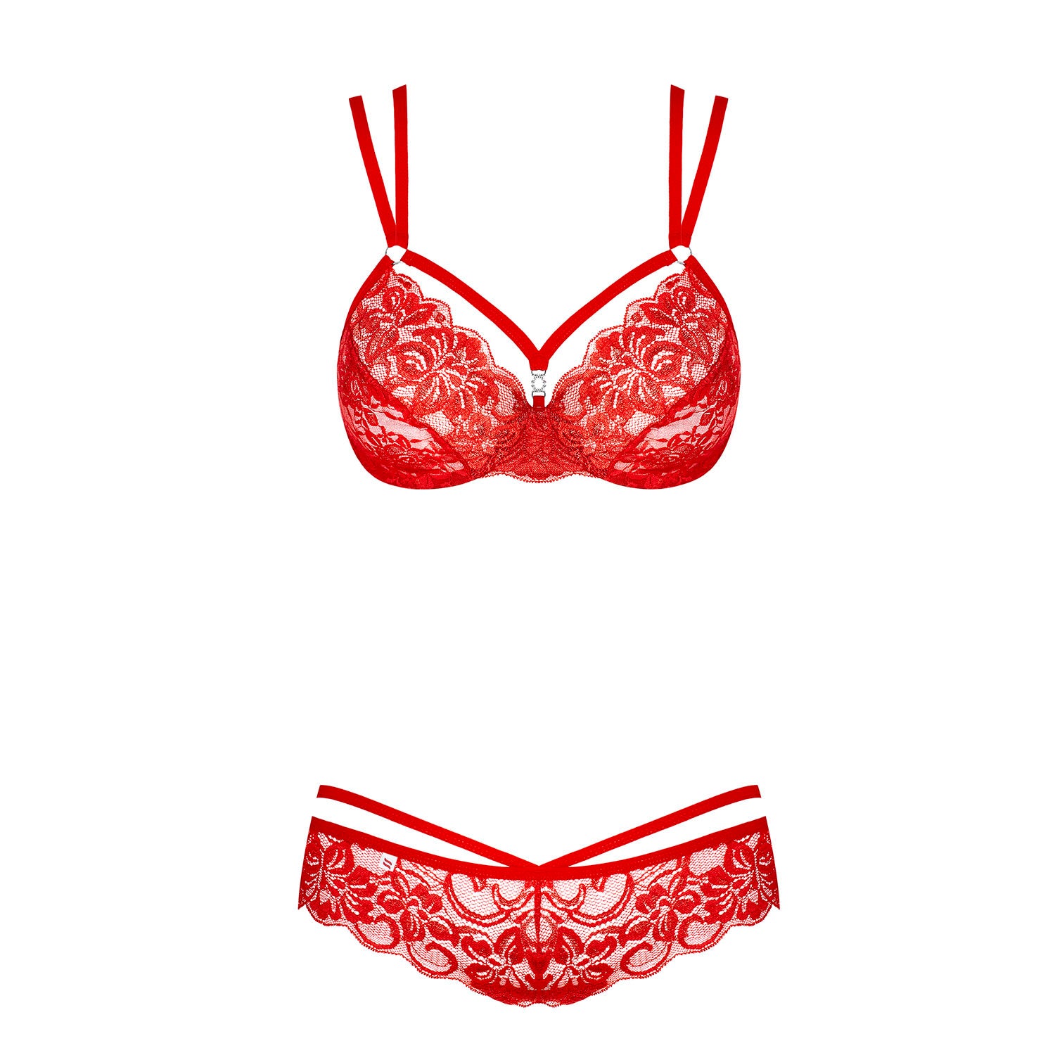 Soutien-gorge et string en dentelle rouge