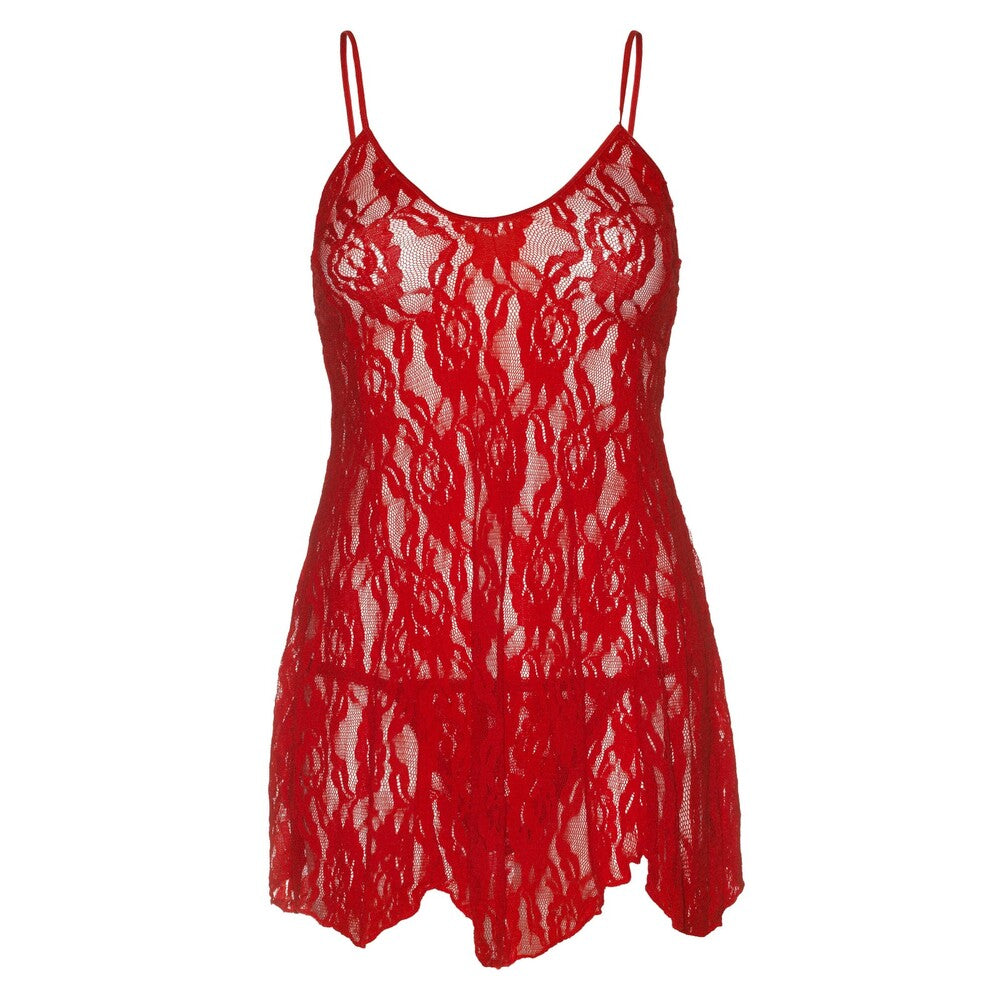 Chemise évasée en dentelle rose Leg Avenue Rouge UK 14 à 18