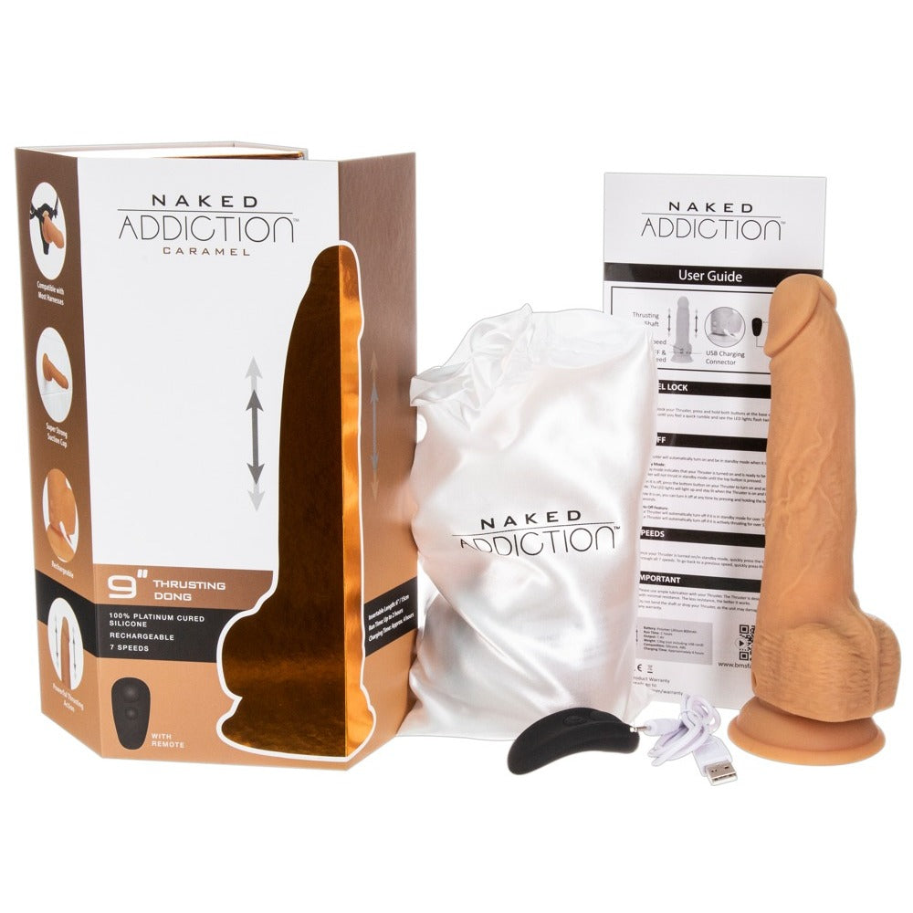 Consolador de 23 cm con efecto empuje Naked Attraction, caramelo