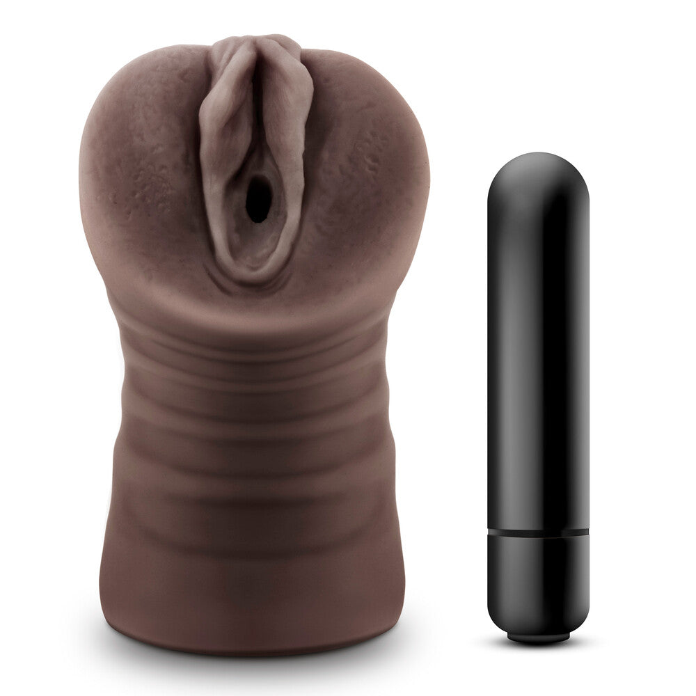 Masturbador vibrador con vagina de Brianna de chocolate caliente