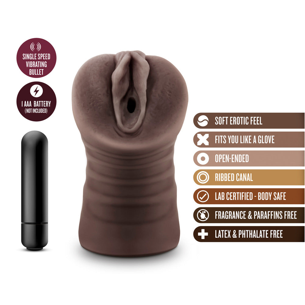 Masturbador vibrador con vagina de Brianna de chocolate caliente