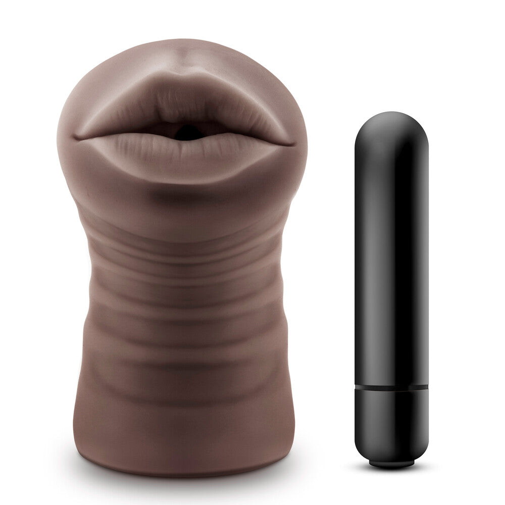 Masturbador vibrador con boca de chocolate caliente Heather